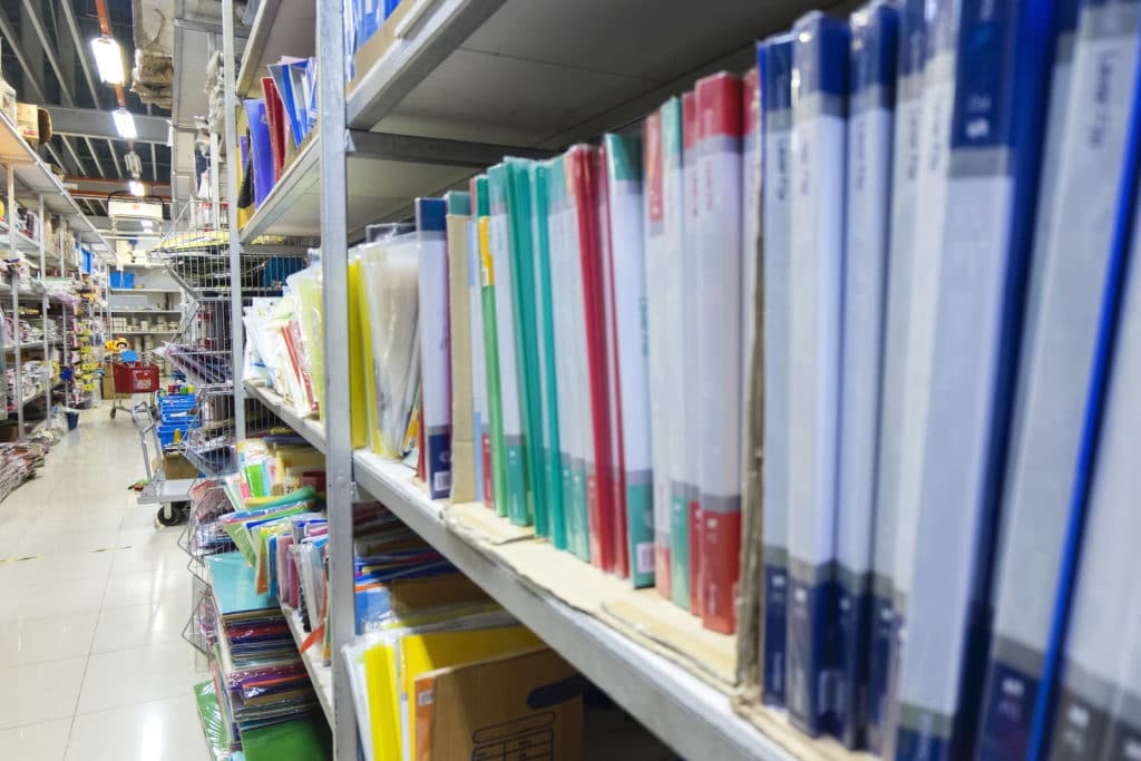 Blank Office Folders Stacking On Rack