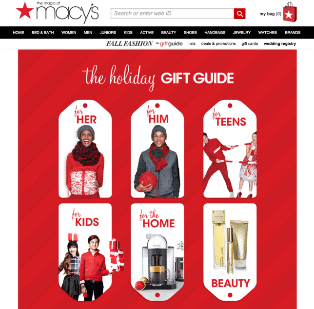 Macys Gift Guide website