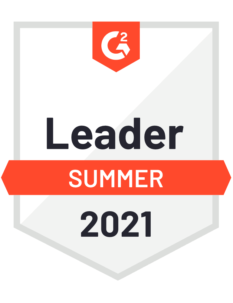 The G2 Summer 2021 report leadership badge awarded to Emarsys.