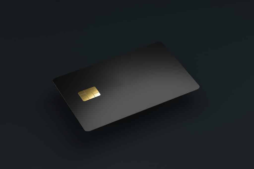 Blank Credit Or Smart Cards With Emv Chip On Dark Background And E Commerce Business Concept. Business Cards Template. 3d Rendering.