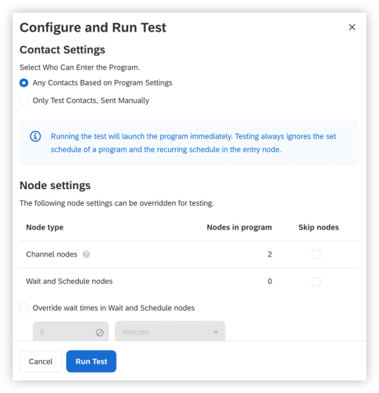 Configure And Run Test Interface