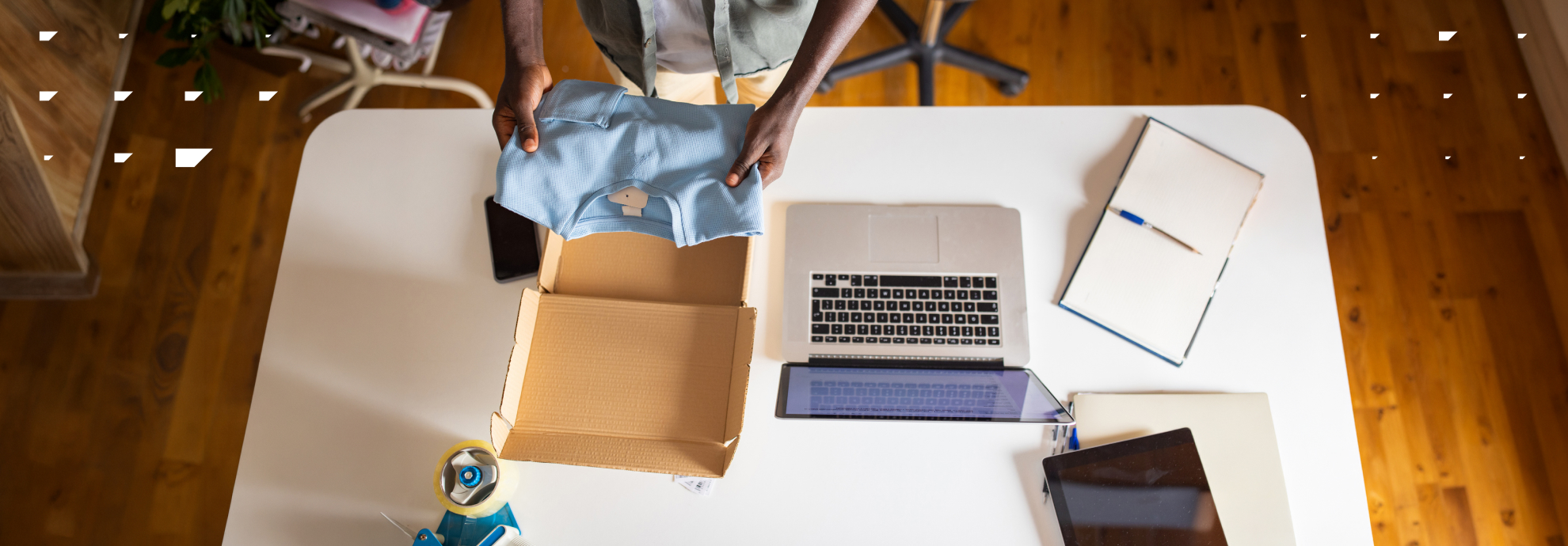 unboxing a product on a desk | B2C marketing trends