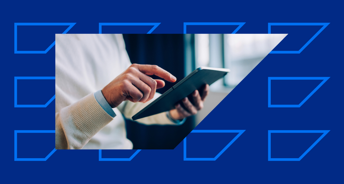 A marketer using their holiday readiness checklist by tapping on a tablet.
