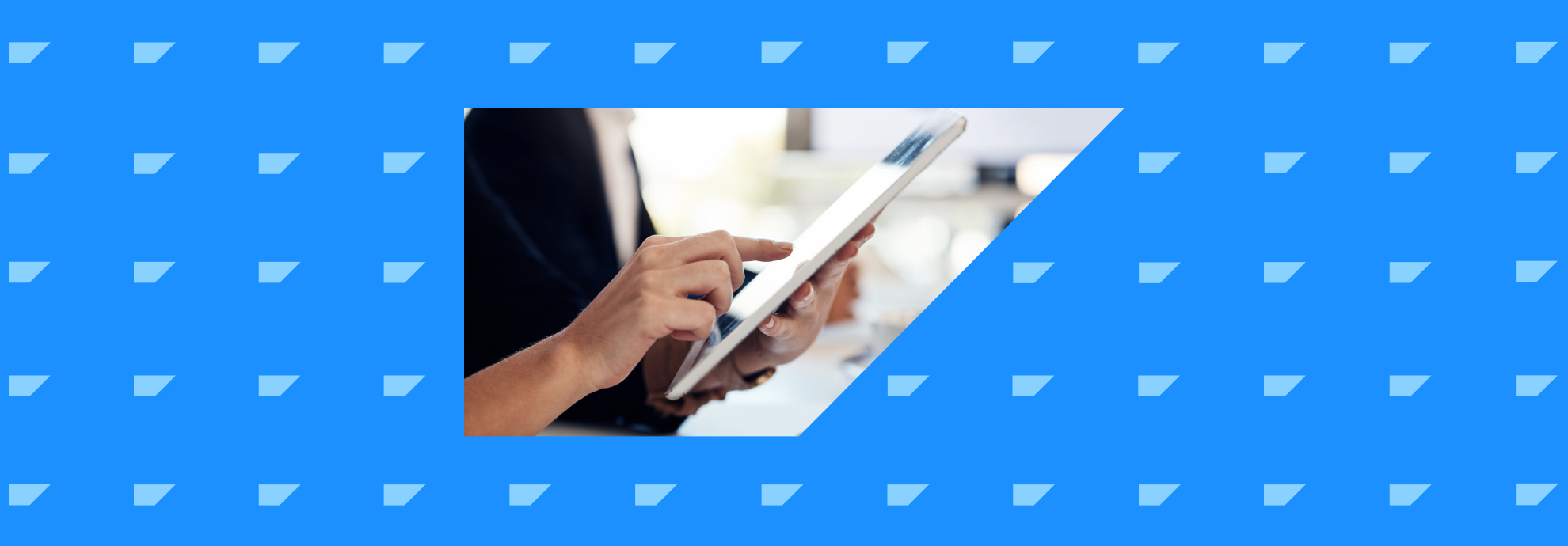 Marketer tapping a tablet screen