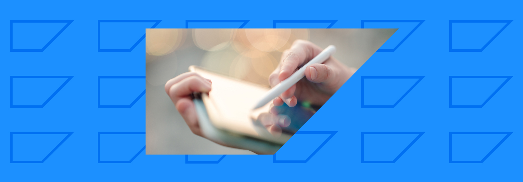 Marketer using a stylus on a tablet screen
