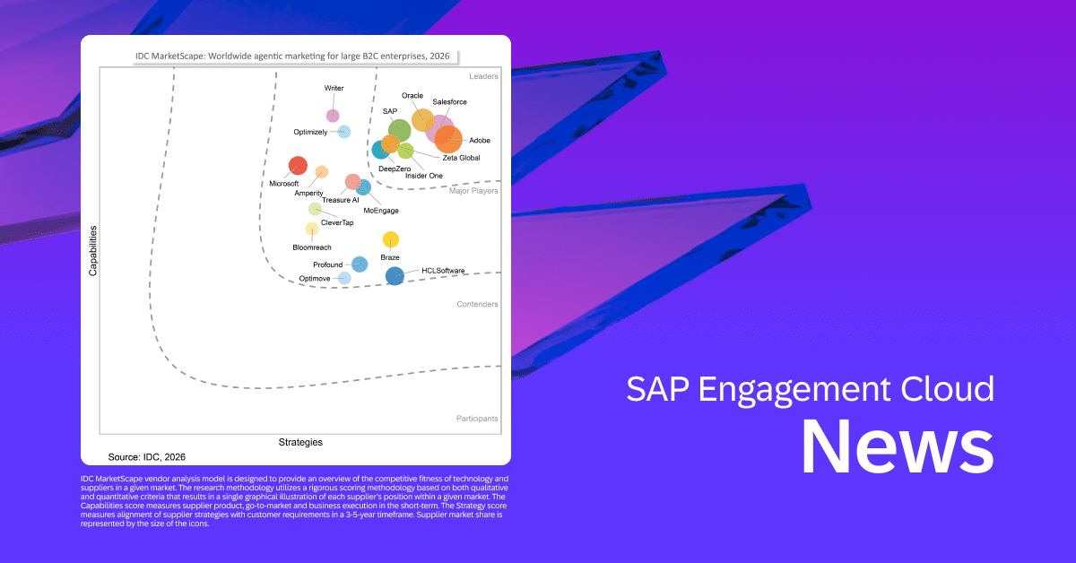 SAP Named a Leader in IDC MarketScape: Worldwide Agentic Marketing for B2C Enterprises 2026 Vendor Assessment
